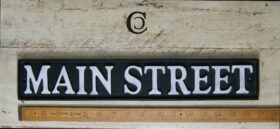 Wall Sign Plaque MAIN STREET Black & White  4" x 16"