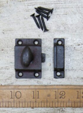 Cupboard Door Catch Oval Knob Cast Antique Iron 50mm