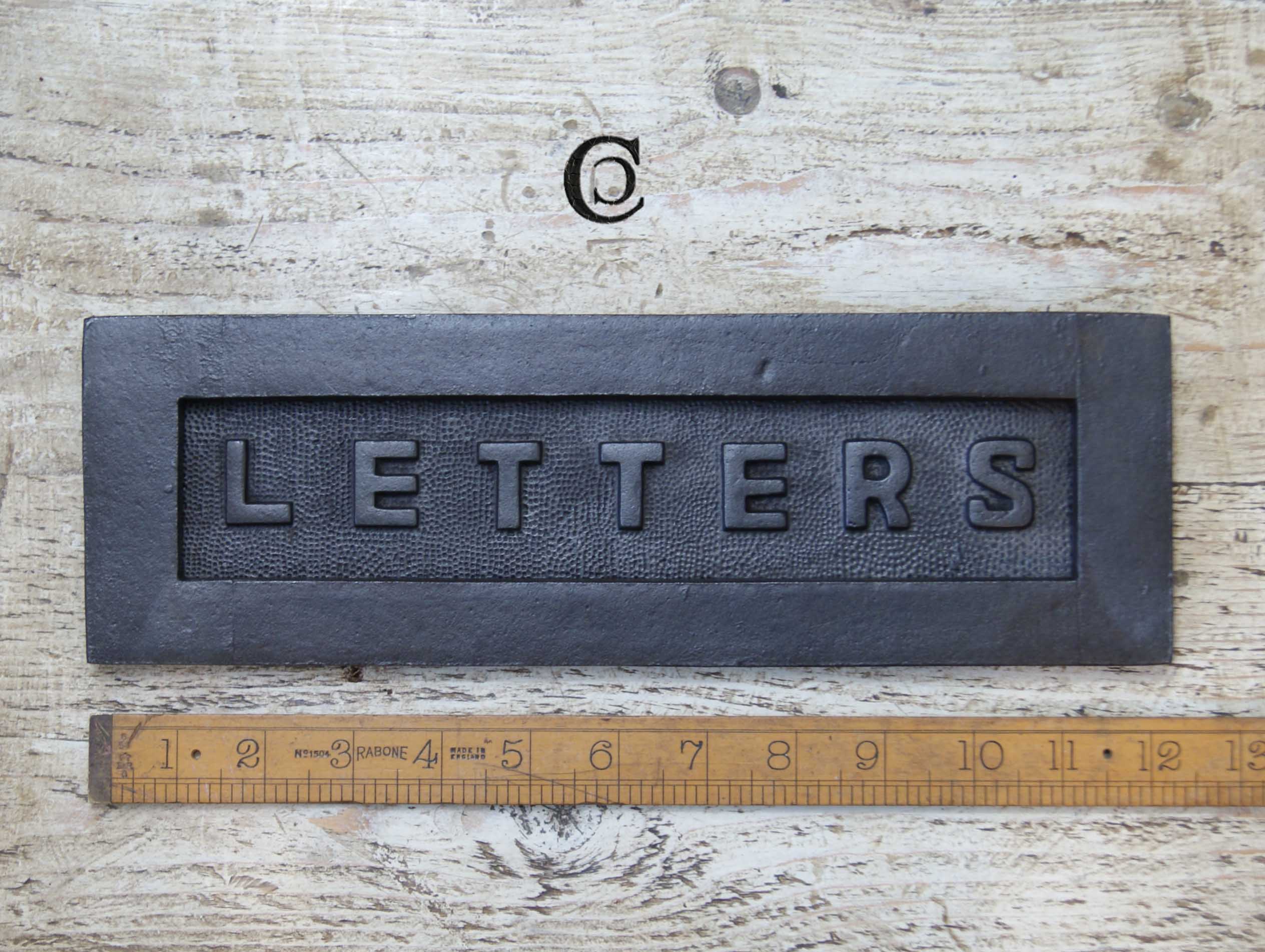 280 x 80mm Cast Antique Iron "Letters" Letterbox Plate 