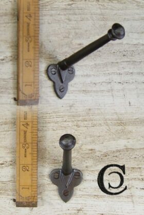 Coat Hook Voysey Single Cast Antique Iron 120mm Projection