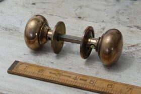 Cottage Door Knob Set Hollow Natural Antique Brass 55mm Diameter