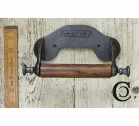 Toilet Roll Holder with Sides TOILET Antique Iron 150mm