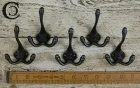 Triple Coat Hooks Cast Antique Iron Number 1