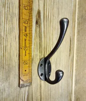 Hat & Coat Hook VICTORIAN Square Stem 2 hole Antique Iron 110mm