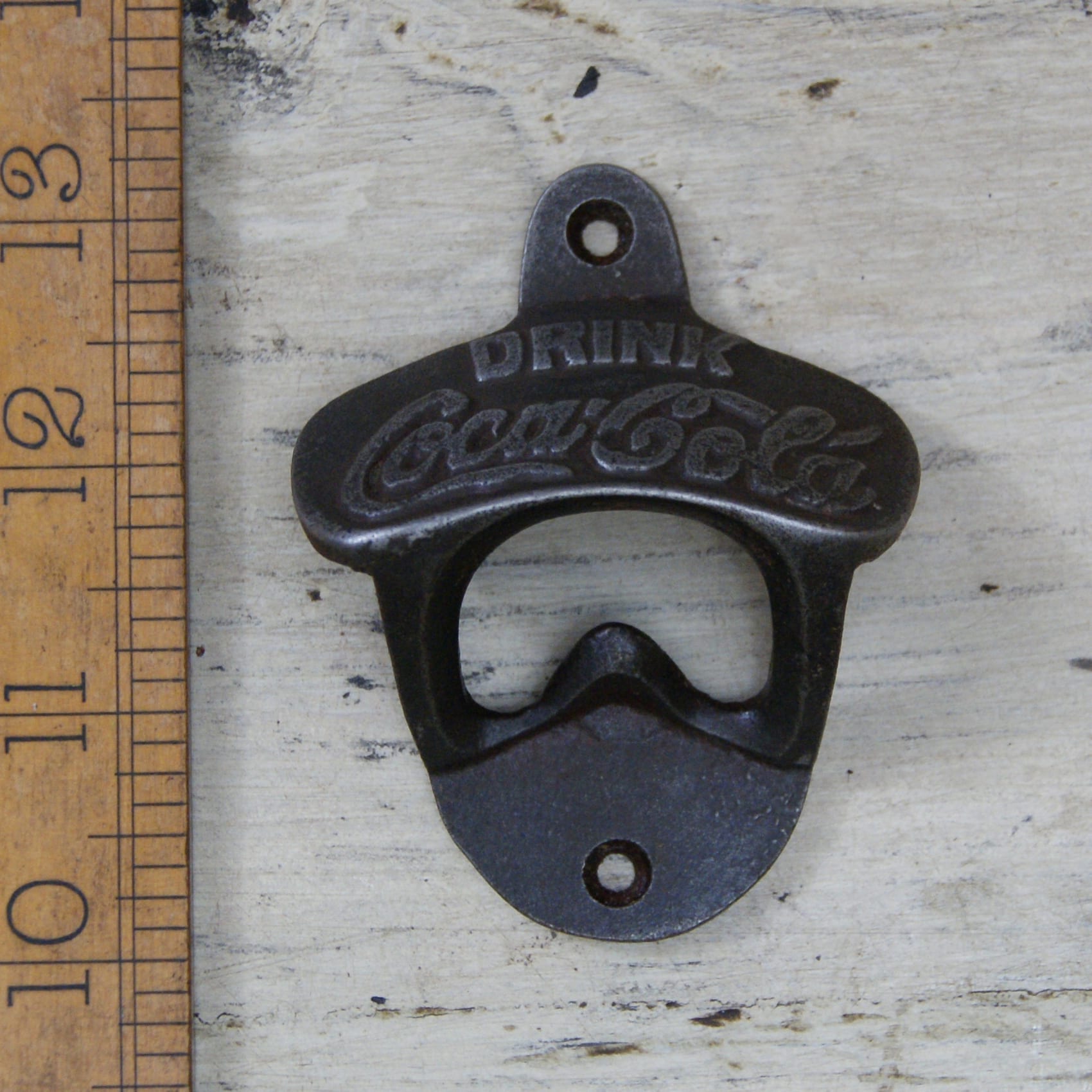 Wall Mount Cast Iron 'Drink Coca Cola' Bottle Opener Drawer or Cabinet Pull 
