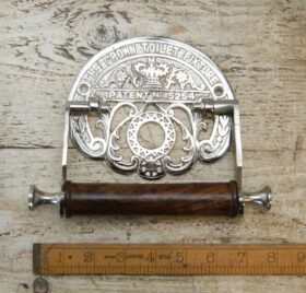 Toilet Roll Holder Crown Fixture Chrome on Cast Iron & Wood TBD