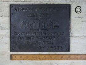 Plaque GWR Sign No Spitting Cast Iron 200mm x 250mm