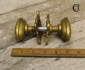Door Knob Set Art Nouveau Polished Brass - Oval 75mm x 50mm