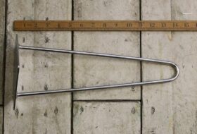 Hairpin Leg 2 Prong Chrome on Iron 350mm