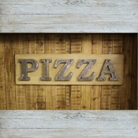 Wall Mounted Letters PIZZA Antique Finish 200mm High