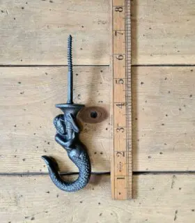 Ceiling Hook MERMAID Cast Antique Iron 90mm