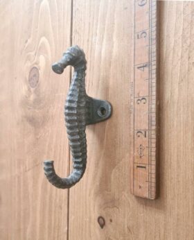 Coat Hook Single SEAHORSE Cast Antique Iron 120mm