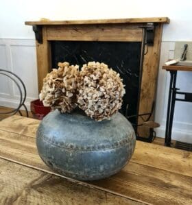 Flower Pot Urn Vase Riveted Narrow Neck Antique 360mm
