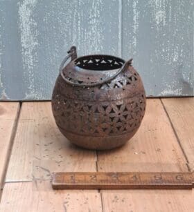 Moroccan Pierced GLOBE Lantern Small Antique Rust 120mm Dia x 120mm High