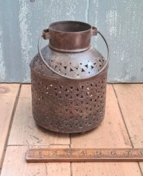 Moroccan Pierced CHURN Lantern Large Antique Rust 140mm Diameter x 200mm High