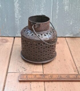 Moroccan Pierced CHURN Lantern Small Antique Rust 120mm Diameter x 150mm High