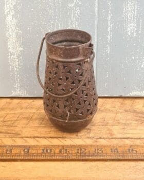 Moroccan Pierced BOTTLE GOURD Lantern Small Antique Rust 85mm Dia x 150mm High
