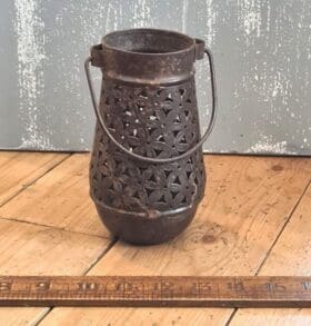 Moroccan Pierced BOTTLE GOURD Lantern Antique Rust 100mm Dia x 180mm High